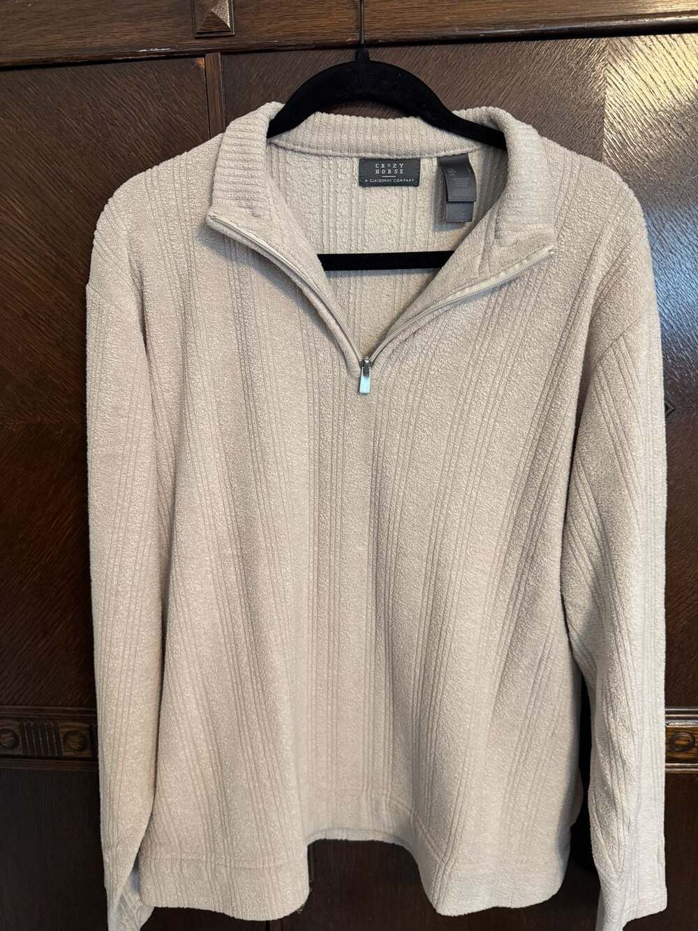Crazy Horse A Claiborne Company Size L Beige Quarter Zip Pullover